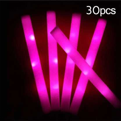 15/30Pcs LED Glow Sticks Bulk Colorful RGB Glow Foam Stick Cheer Tube Dark Light for Xmas Birthday Wedding Party Supplies - 3