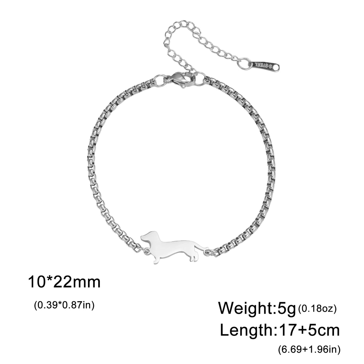 Cute Dachshund Dog Stainless Steel Bracelet for Women's Valentine's Day Commemorative Day Jewelry and Gift - Steel Color D