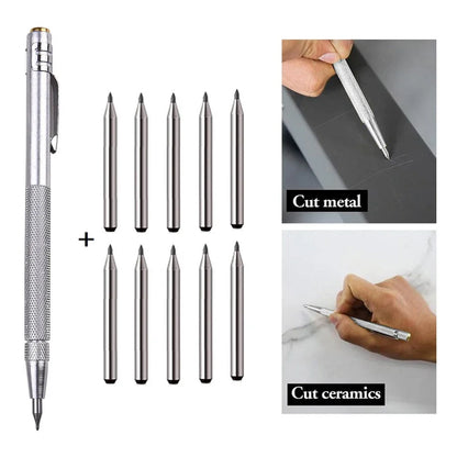 11PCS Alloy Scribe Pen Carbide Scriber Pen Metal Wood Glass Tile Cutting Marker Pencil Metalworking Woodworking Hand Tools
