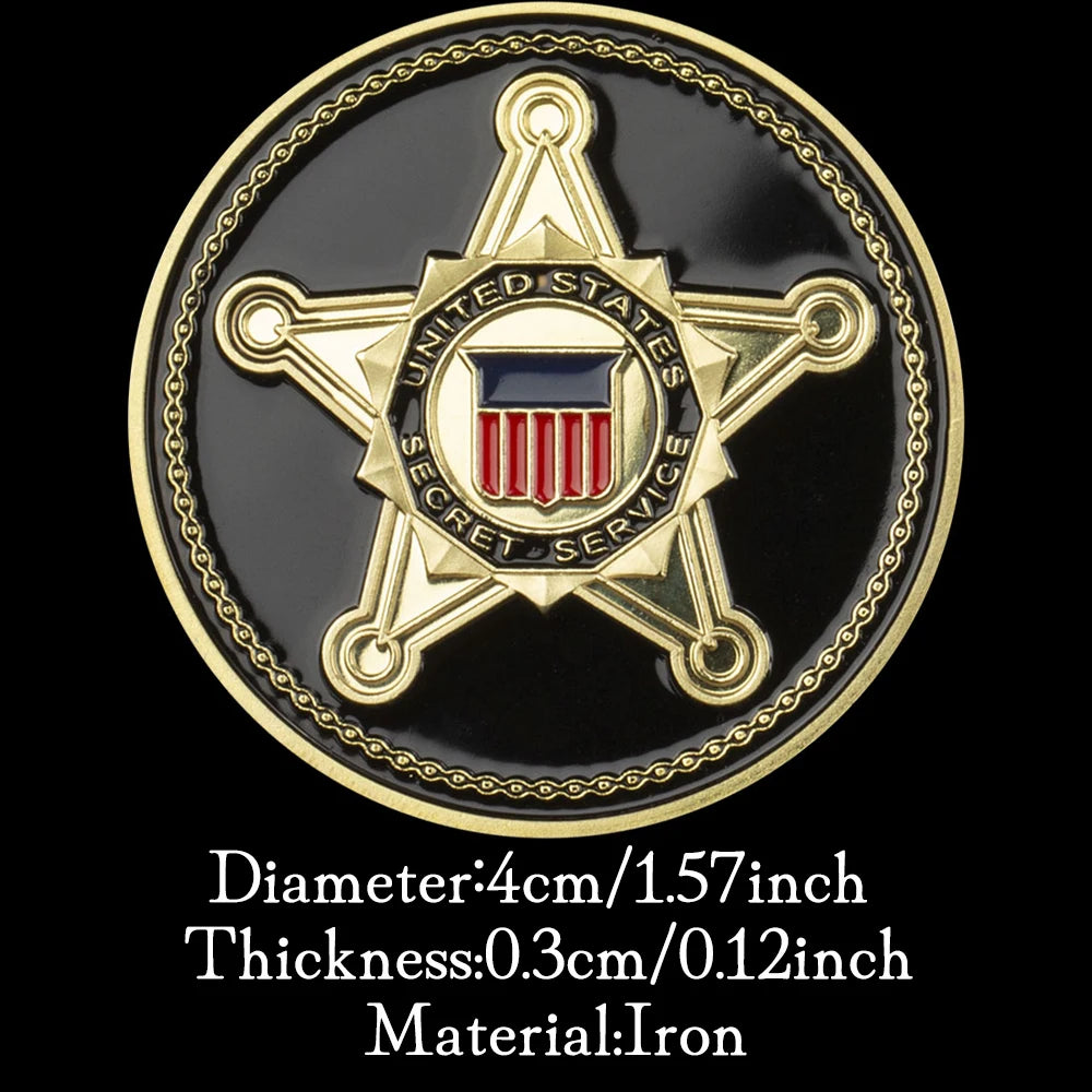 United States Secret Service Souvenir Coin Plated Golden Commemorative Coin Collectible Gift Collection Art Challenge Coin