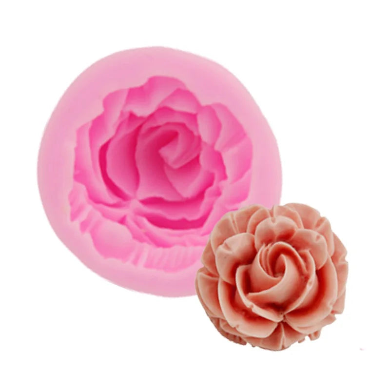 1PC Cake decorating tools 3D Rose Flower Silicone Mold Fondant Gift Decorating Chocolate Cookie Soap Polymer Clay Baking Mold