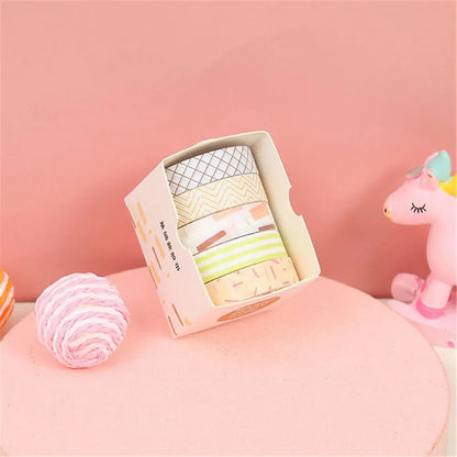 5PCS New Multicolor Washi Tape Masking Tape Cute Scrapbooking DIY Craft Decor Adhesive Tape School Stationery Home Supplies