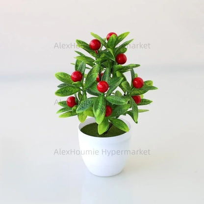 Fake Lemon Tree Small Artificial Plant Plastic Lemon Tree Bonsai Decor Potted Plant for Indoor Decor