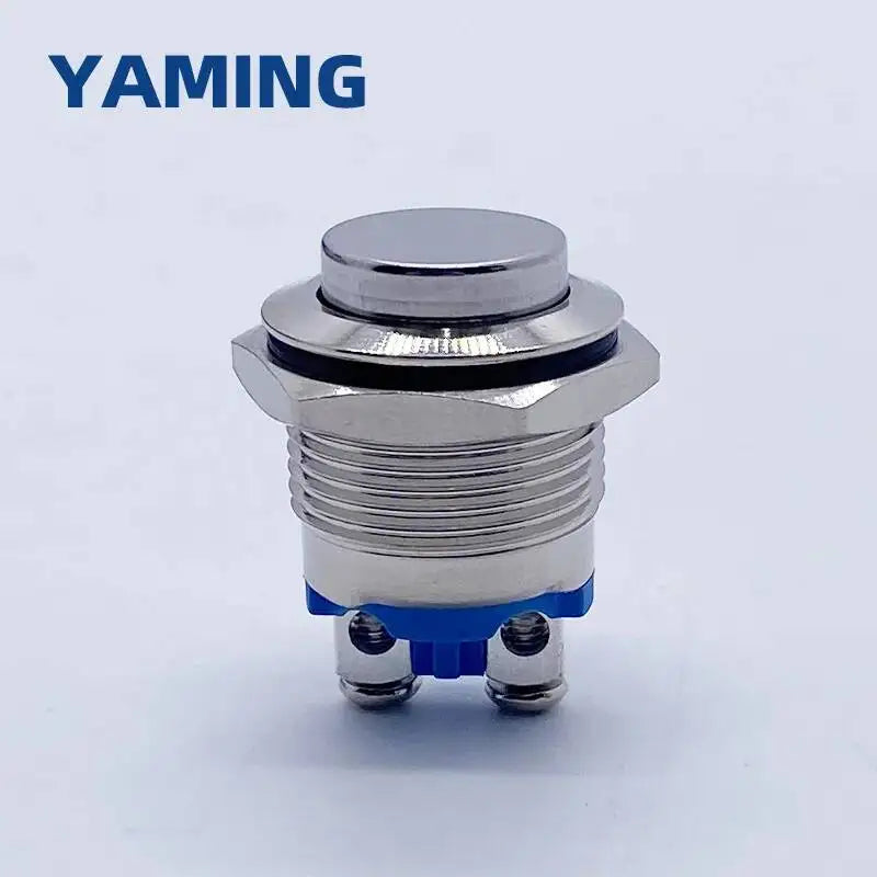 16mm Metal Push Button Switch IP65 Waterproof Nickel Plated Brass Press Button Self-reset 1NO High/Flat/Shape Round Momentary