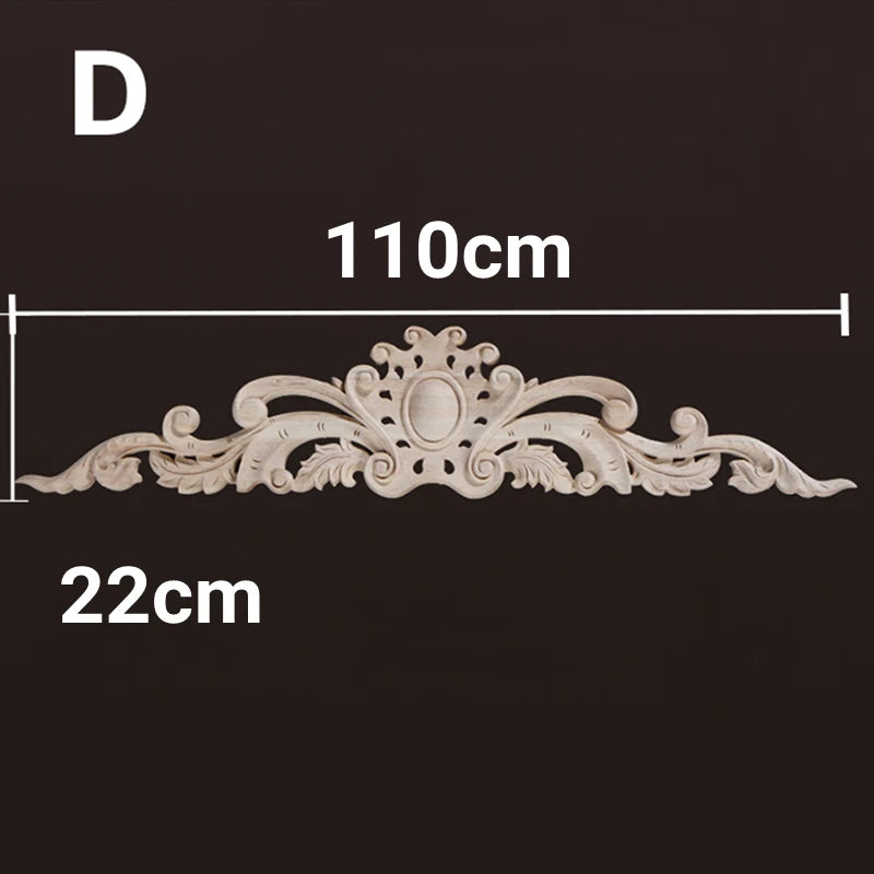 Wood Appliques and Onlays Natural Furniture Wall Door Woodcarving Decorative Long Flower Wooden Figurines Crafts Corner Frame