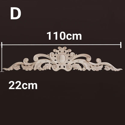 Wood Appliques and Onlays Natural Furniture Wall Door Woodcarving Decorative Long Flower Wooden Figurines Crafts Corner Frame