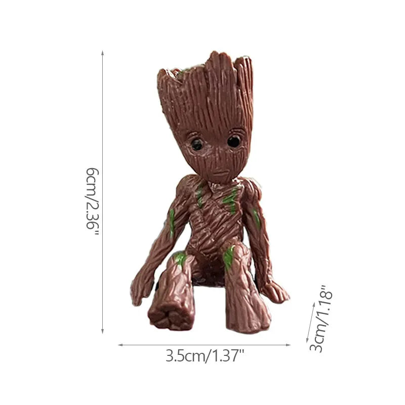 Desktop Decor Mini Anime Figurine Tree Man Miniature Model Cute Groot Doll Toy Home Accessories Ornament Handicraft Gifts - O