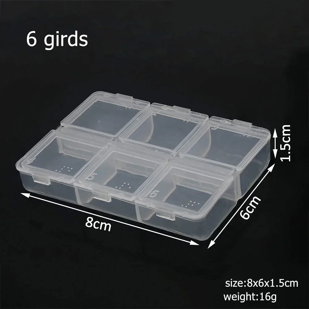 6–32 Compartment Plastic Storage Organizer Box for Beads, Jewelry & Craft Supplies - 6 grids box