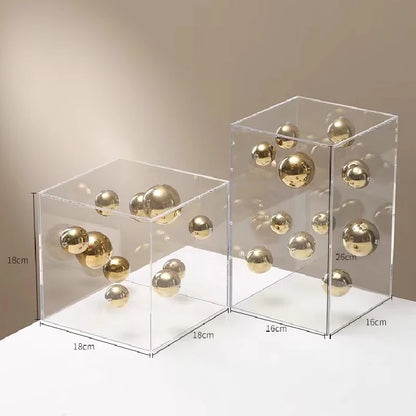 Creative Square Acrylic Cover Sphere Decoration Living Room Porch Cabinet Crafts Ornament Modern Clear Acrylic Square Home De