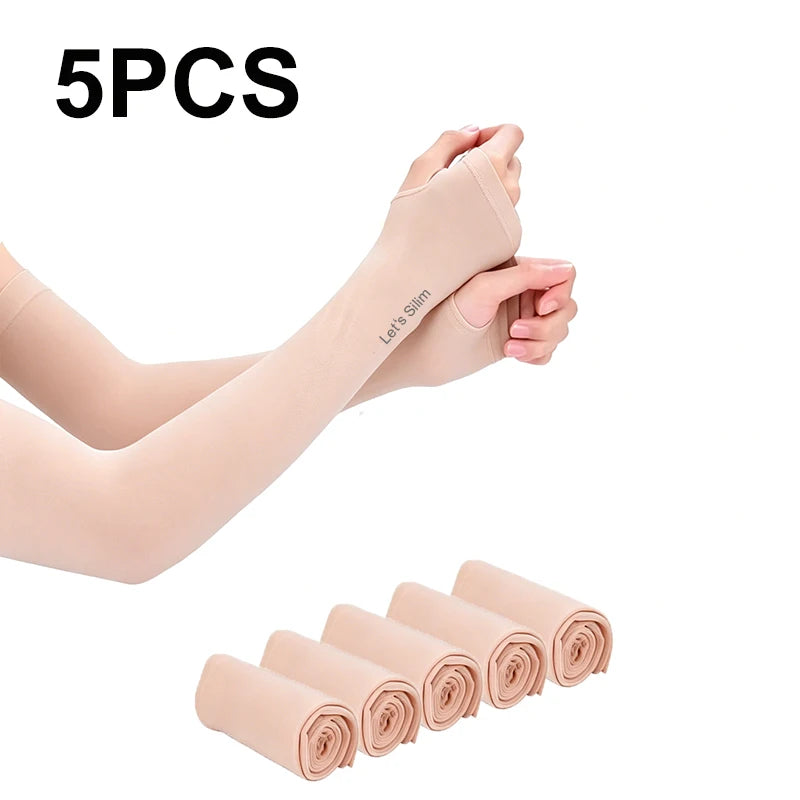 3/5PCS Arm Sleeves for Sun Protection Men's and Women's Elbow Sleeves for Outdoor Sports UV Protection Arm Sleeves - Skin 5pc
