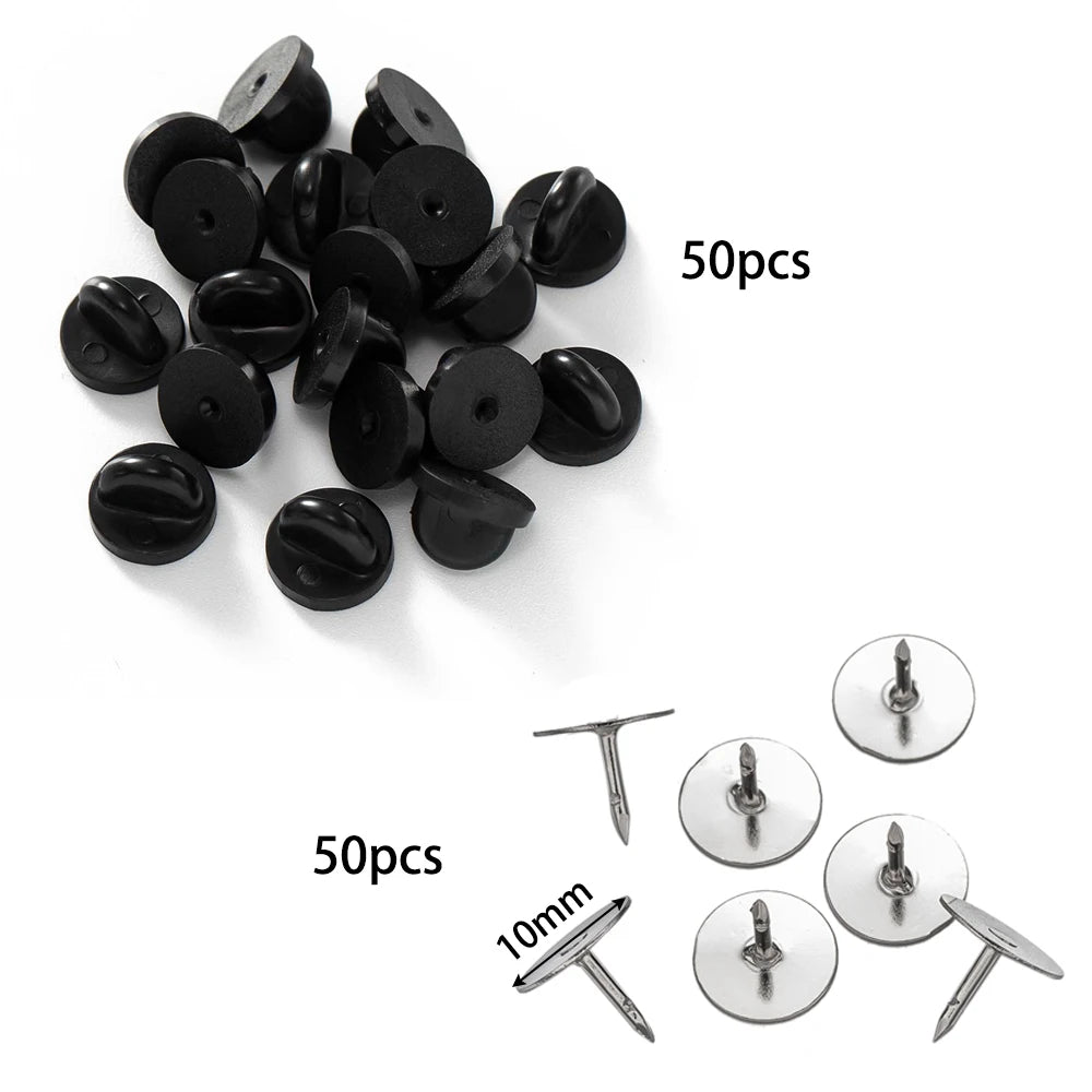 50/100/200 Pairs Enamel Pin Backs Tie Tacks Blank Pins with Rubber Pin Backs for DIY Lapel Pin Brooch Badge Jewelry Craft Mak