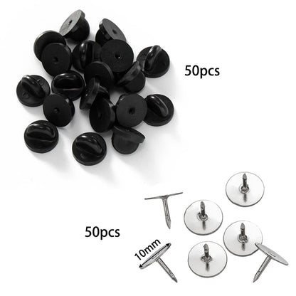 50/100/200 Pairs Enamel Pin Backs Tie Tacks Blank Pins with Rubber Pin Backs for DIY Lapel Pin Brooch Badge Jewelry Craft Mak
