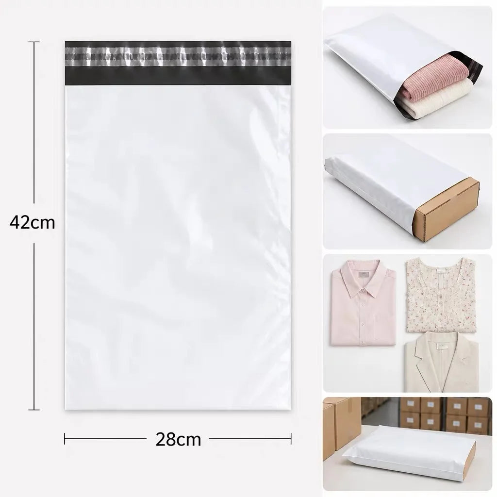 50Pcs White Courier Mailer Bags Packaging Poly Package Plastic Self-Adhesive Mailing Express Bag Envelope Postal Pouch Mailin