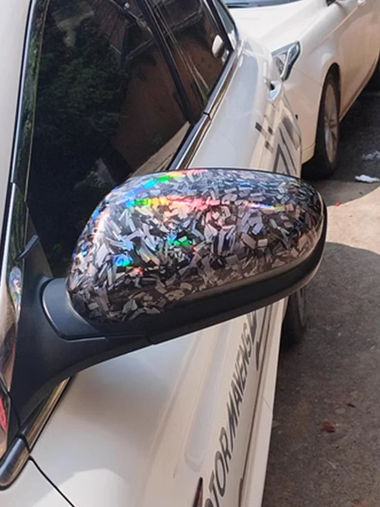 Glossy Laser Forged Carbon Fiber Wrap Vinyl Motorcycle Stickers Rainbow Holographic Forged Carbon Car Body Color Change Film
