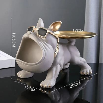 30cm/11.8inch Home Decor Bulldog Figurine Dog Statue Key Storage Box Animal Ornament Resin Craft Art Figurine Puppy Sculpture