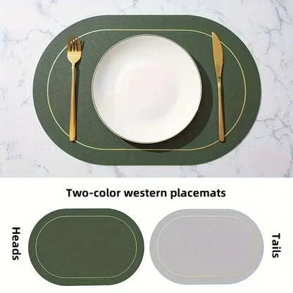 Table Leather Placemats Heat Resistant Placemats Washable Table Mats Wipeable Place Mats for Dining Table Coffee Shop Decorat