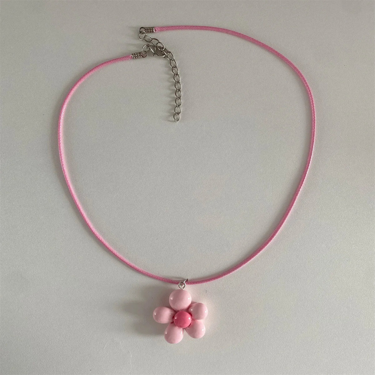 LATS Sweet Colorful Flower Pendant Necklace for Women Girl Floral Design Rope Chain Chokers Fashion Jewelry Gift - 771052
