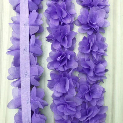 1 Yard Width 5cm 3D Chiffon Flowers Lace Trim Multicolor DIY Lace Ribbon Decor Clothes Accessories Craft Sewing Fabric Suppli