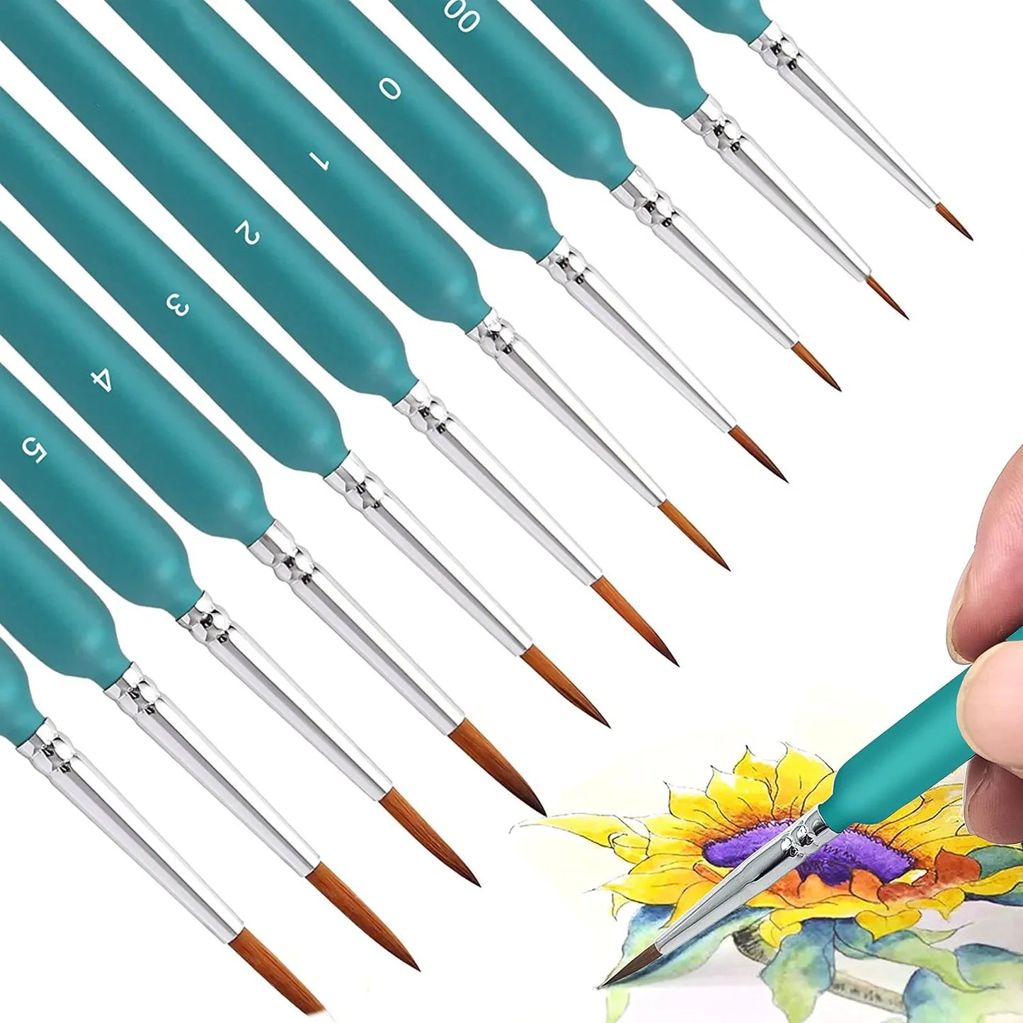 10/11pcs Miniature Paint Brushes, Detail Tip Paint Brushes Set With Ergonomic Handle - Suitable For Acrylic Painting, Oil, Wa