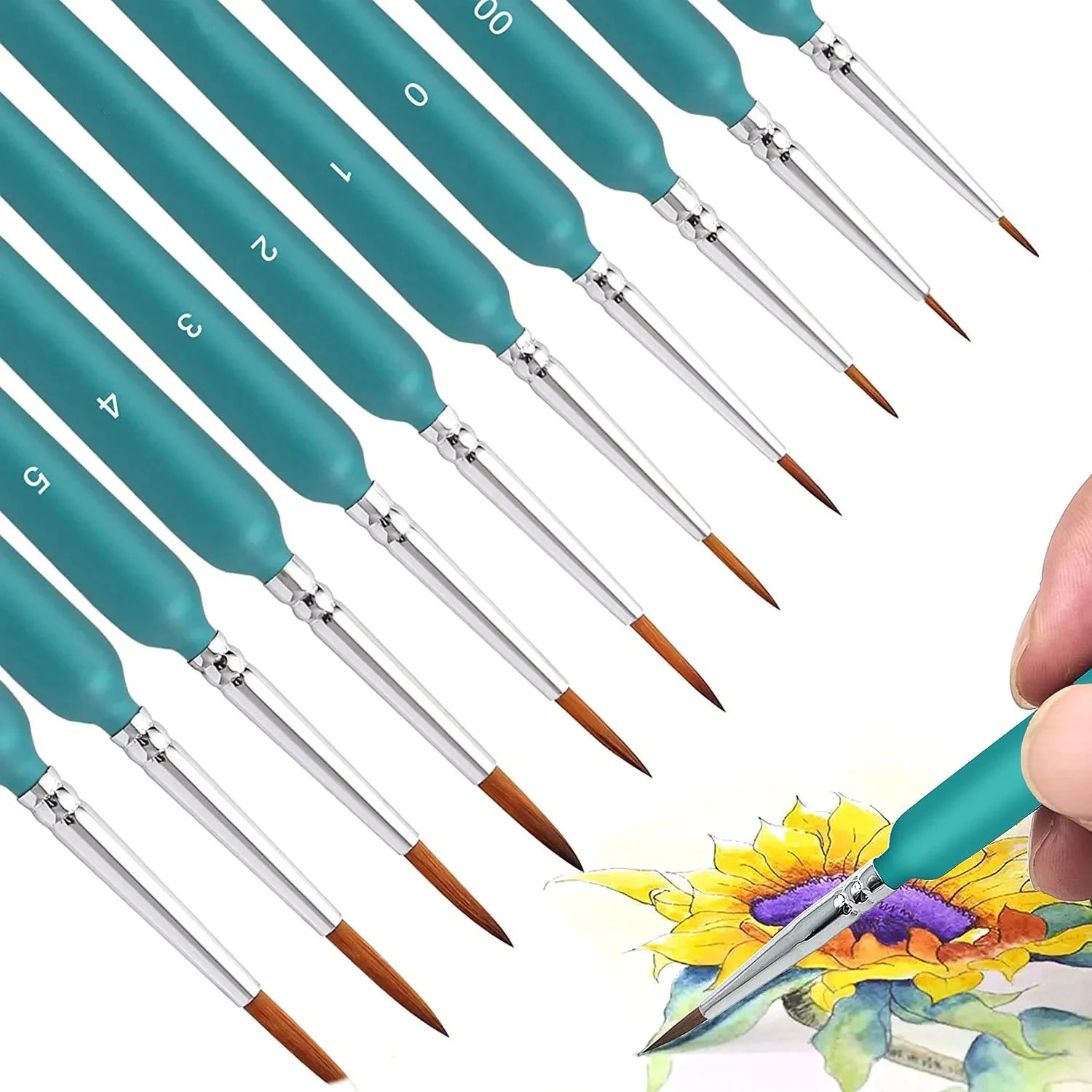 10/11pcs Miniature Paint Brushes, Detail Tip Paint Brushes Set With Ergonomic Handle - Suitable For Acrylic Painting, Oil, Wa