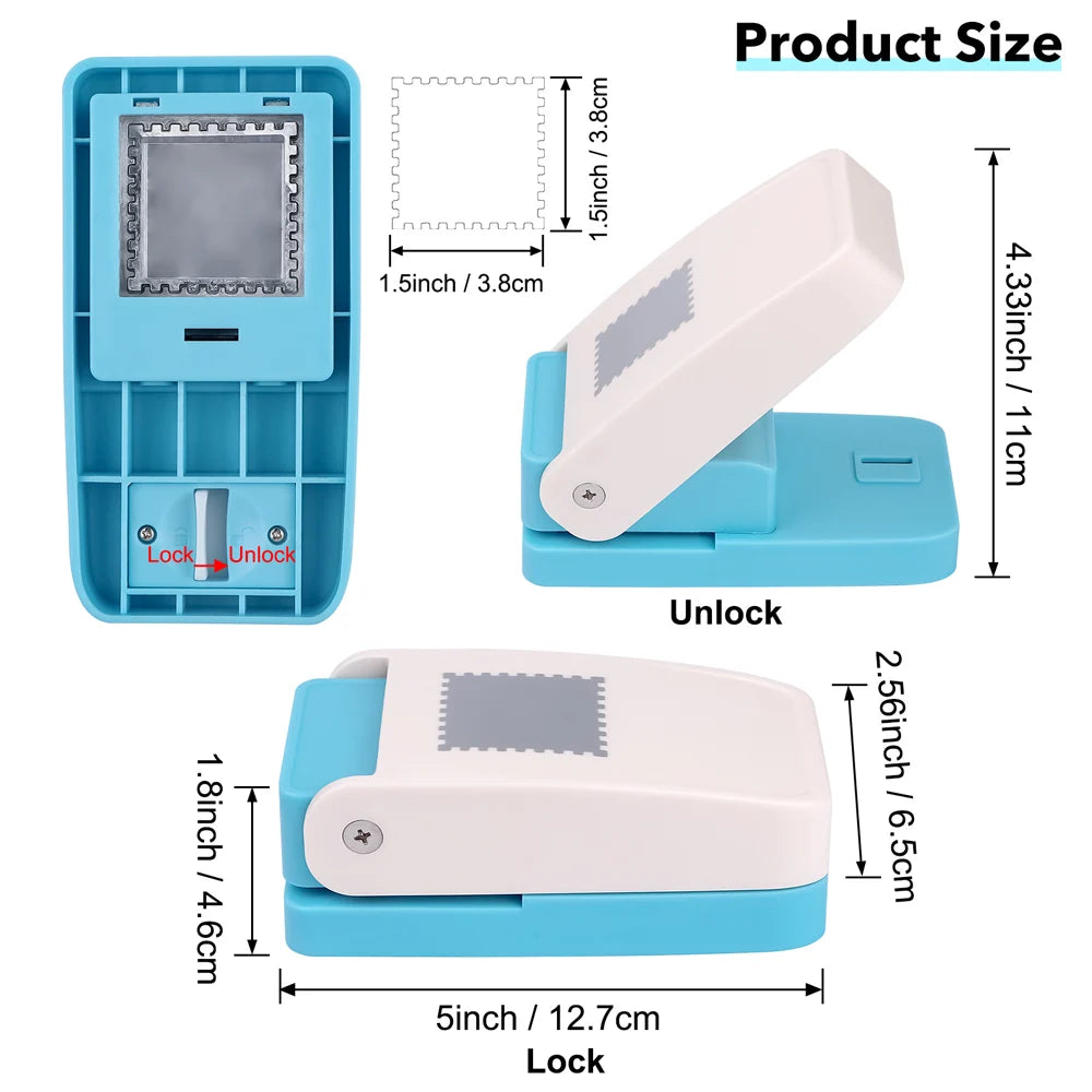 4 size Rectangular Postage Stamp Punch Ware Rectangle Craft Lever Punch Handmade Paper Punch for Crafting Scrapbooking Cards,