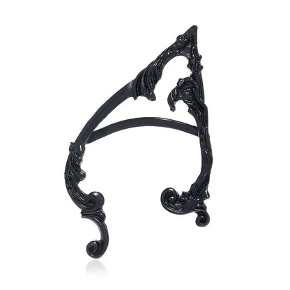 Gothic Elf Ear Clips Piercing Cartilage Climber Retro Clip Earring Punk Hip Hop Jewelry Accessories - black-Right  Ear