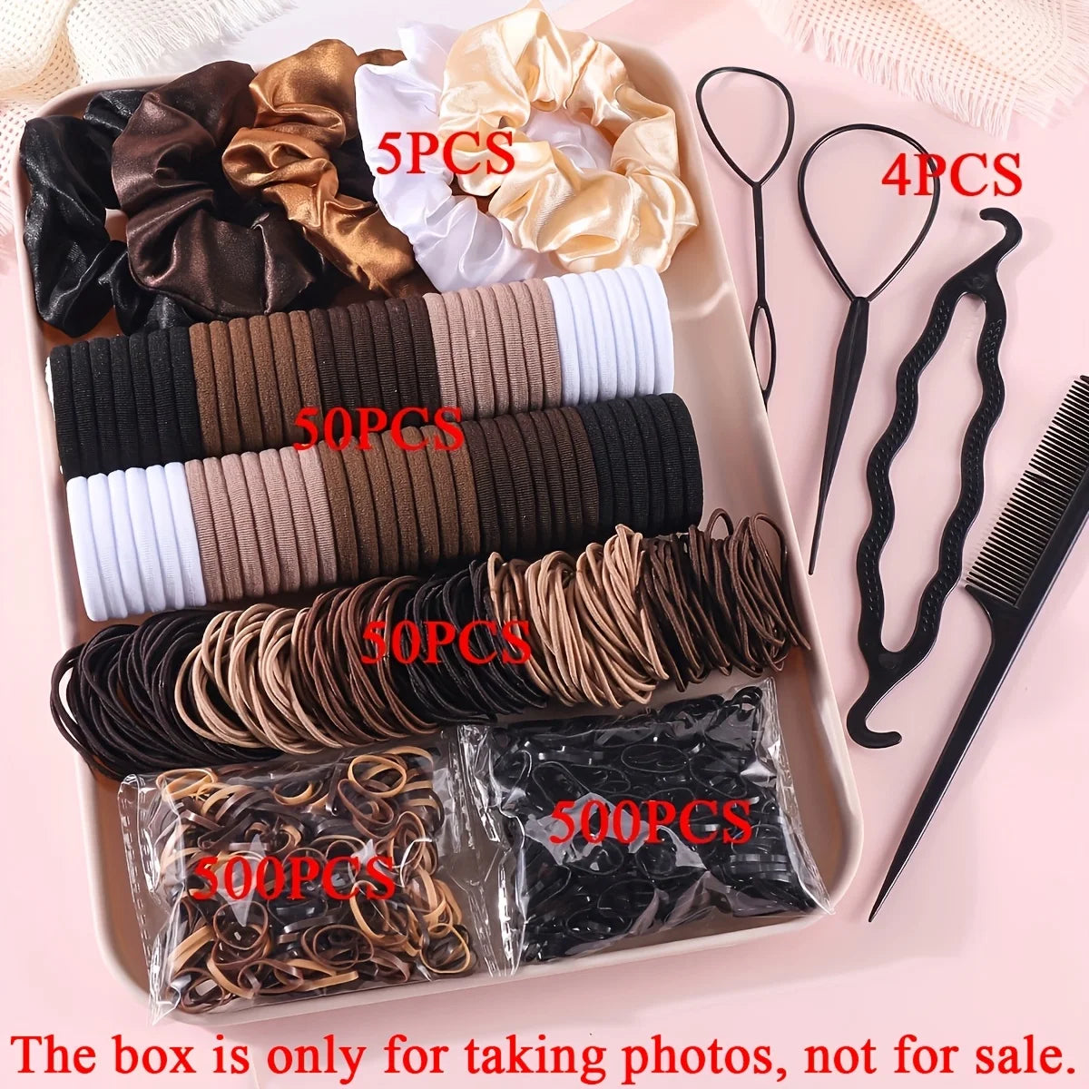 1109pcs Women Dark Hair Accessories Set Elastic Seamless Ponytail Scrunchies Small Rubber Bands Fashion Hair Ties Headbands -