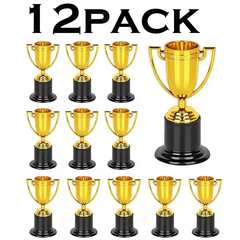 Gold Trophy Award Mini Trophies Bulk- (Pack of 6/12/24/36) 4-7 Inch Tall Plastic Golden Statue Award, Party Themed Decoration