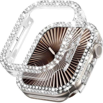Bling Diamond Hollow Case for Apple Watch 46mm 42mm 40mm 41/44/45/49/41mm for iWatch Series 11 10 9 8 7 6 5 4 3 Protector Cov