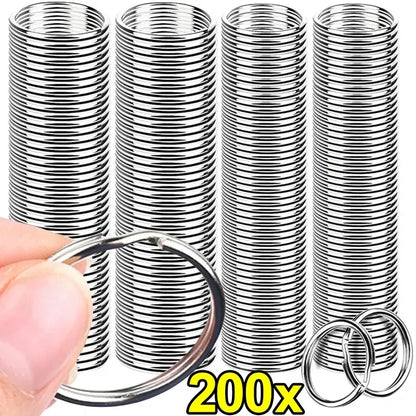 20/200pcs Stainless Steel Key Ring Key Chain 25mm Round Flat Round Split Keychain Polished Metal Blank Circle For DIY Finding
