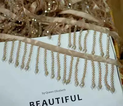 Crystal Pendant Beaded Fringe Lace DIY Clothing Stage Clothing Home Curtain Trim Headwear Decorative Accessories - color 21