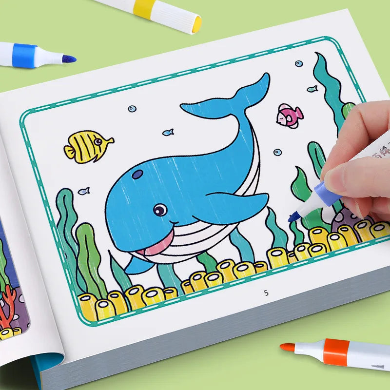 Cartoon Animal Drawing Book, Children's Coloring Book, Graffiti Coloring Book, Fun Coloring Book, Suitable for Children Aged 