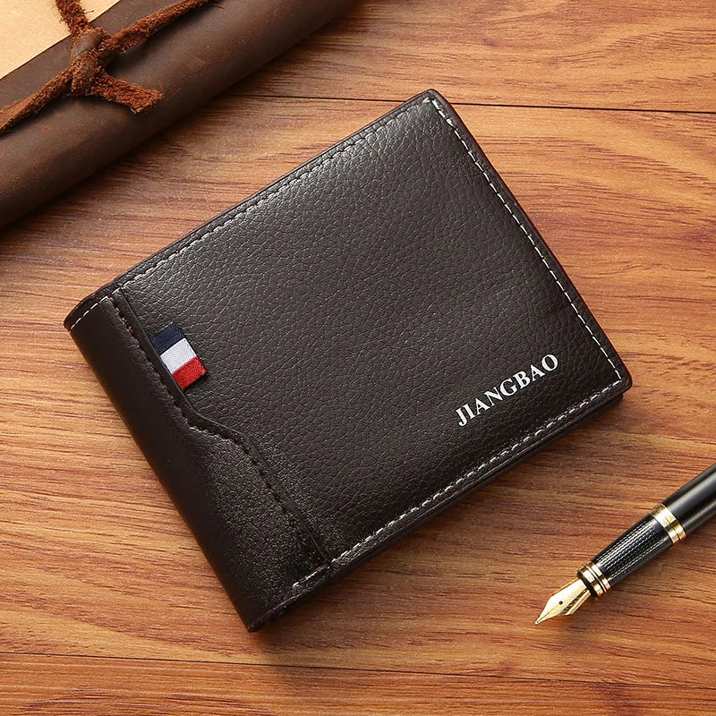 Men Short Bifold Faux Leather Masculina Billetera Credit ID Card Holder Wallet Billfold Purse Clutch Solid Hombre Business Sl