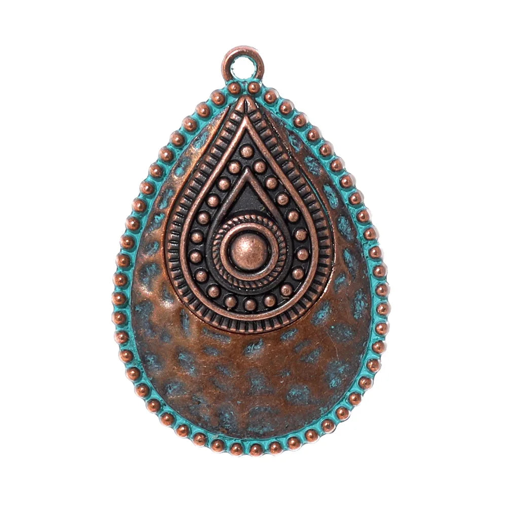 Retro Vintage Ethnic Bohemia Teardrop Pendants for Women Earrings Necklaces Charms for DIY Making Jewelry Accessories - Antiq
