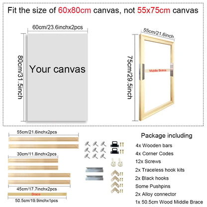 30x40 40x50 50x70 60x90 Canvas Frame Wooden Frames Wooden Photo Oil Painting Canvas Diamond Painting Frames Canvas Wood Wall 