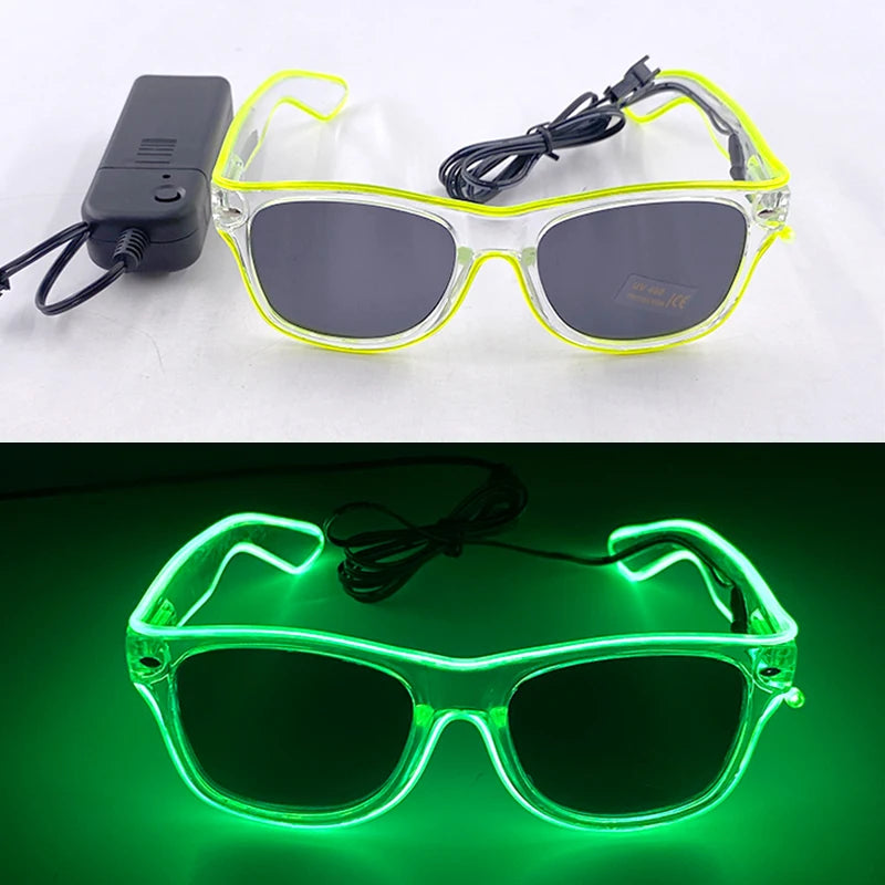 1PC Light Up LED Glasses Glow Sunglasses EL Wire Neon Glasses Glow in The Dark Party Supplies Neon Party Favors for Adults - 