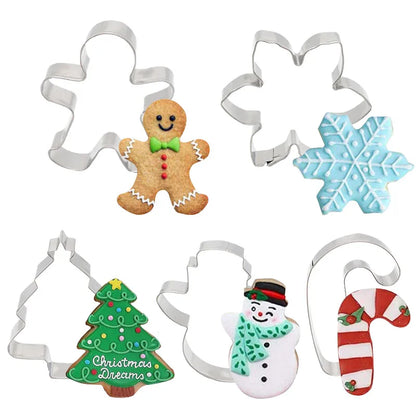 5Pcs/set Christmas Cookie Cutter Gingerbread Xmas Tree Mold Christmas Cake Decoration Tool Navidad Gift DIY Baking Biscuit Mo