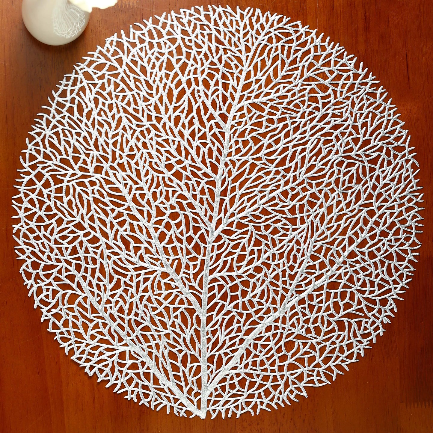 Set of 4 Table Mat Leaf Golden PVC Placemat Hollow Insulation Coaster Pads Table Bowl Home Christmas Modern Style Decor - SIL