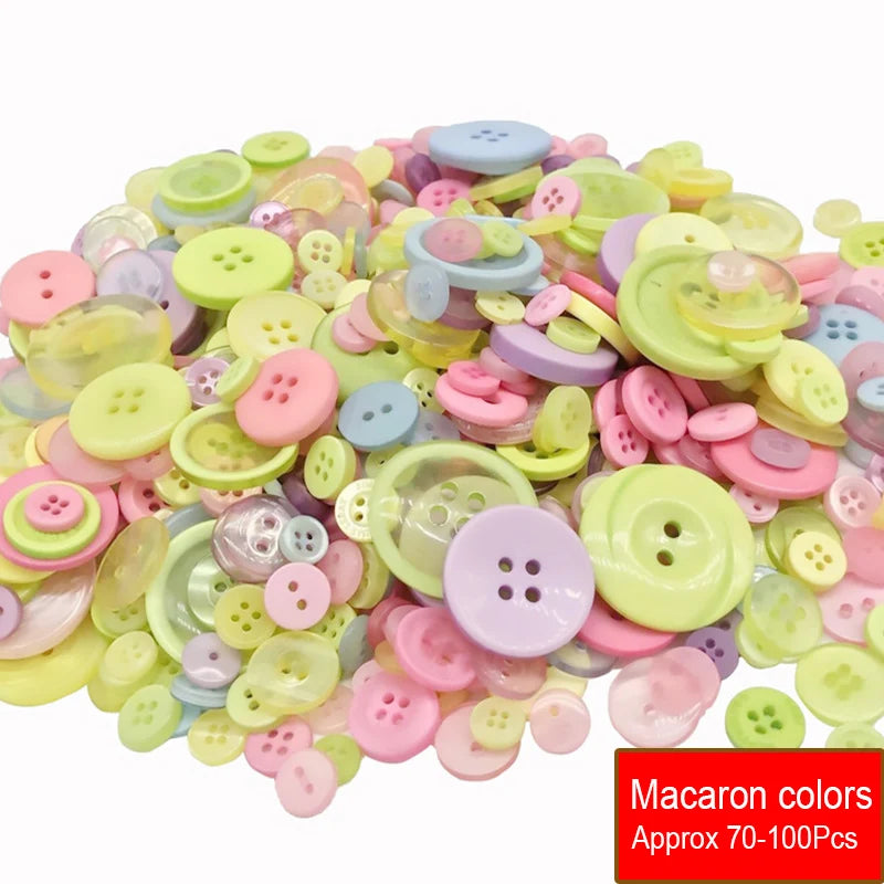 50g/Pack Mix Size Mix color Resin Button 1-3cm Sewing Buttons For Scrapbook Crafts DIY Handmade Sewing Accessories - Macaron 