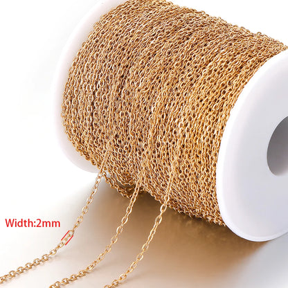 2 Meters No Fade Stainless Steel 1/1.5/2mm Width Cross Chains Link Chains for Necklaces Bracelets Findings DIY Jewelry Materi