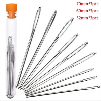 Large Eye Hand Sewing Needles Kit, Big Eye Stitching Needles for Yarn, Embroidery & Jewelry Beading, Household Sewing Acce