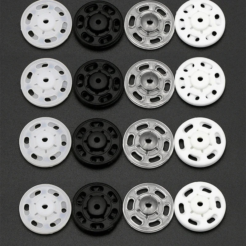 50set Plastic Sew-on Press Buttons Round Clear Invisible Snap Fasteners Buttons for Sewing Baby Clothing DIY Crafts Handmade