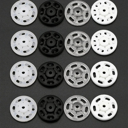 50set Plastic Sew-on Press Buttons Round Clear Invisible Snap Fasteners Buttons for Sewing Baby Clothing DIY Crafts Handmade