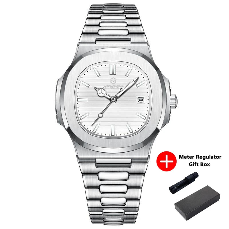 2026 New Luxury Military Man Watch Square Waterproof Luminous Date Week Men Watch Stainless Steel Quartz Men's Watches Reloj+