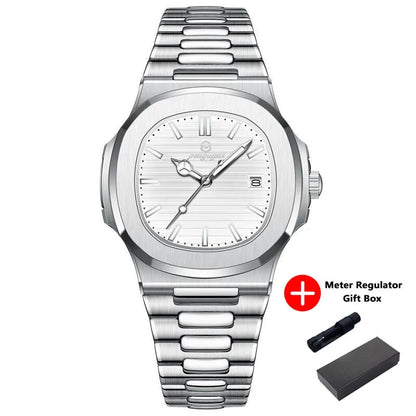 2026 New Luxury Military Man Watch Square Waterproof Luminous Date Week Men Watch Stainless Steel Quartz Men's Watches Reloj+