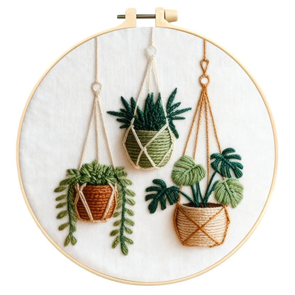 Embroidery Supplies Plant Printed Canvas DIY Crafting Material Pack Cross Stitch Kit Starter Kit For Beginners Home Decoratio