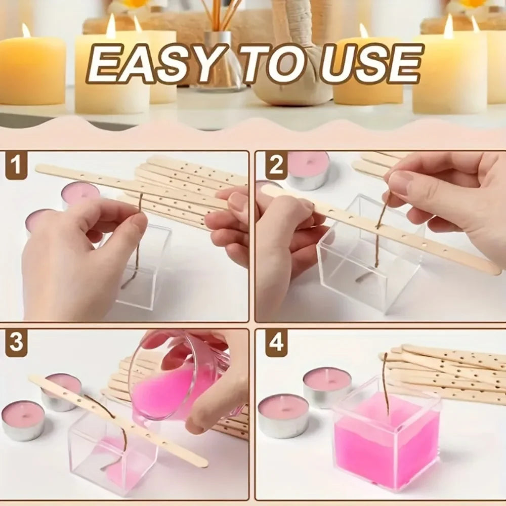 10/20/50pcs Wooden Candle Wick Holders Candles Mold Fixed Bracke Porous Wooden Holders Centering Device Bar for Candle Making