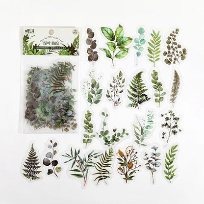 40pcs/bag Vintage Ginkgo leaves flowers PET sticker package DIY diary decoration sticker album scrapbooking - O
