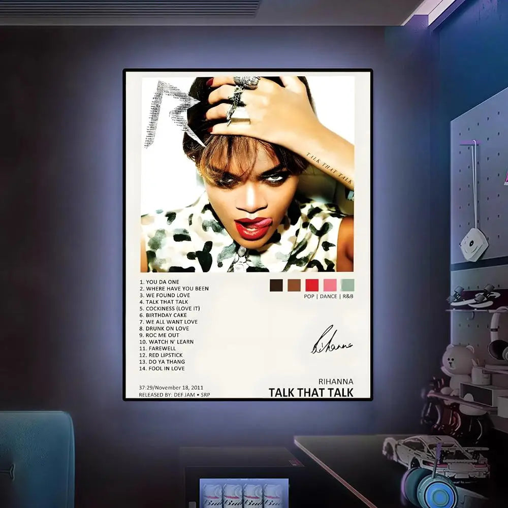 R-Rihannas Hot Singer Music Poster Versatile HD Waterproof Wall Art Self-Adhesive Decor for Any Space Ideal Gift