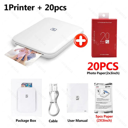 HPRT MT53 Portable Mni Mobile Pocket Printer BT Wireless Photo Printer with Zink Technology 2x3 Inch Color Photo Printer Make